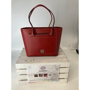 DOONEY & BOURKE LARGE RED SMOOTH LEATHER SHOULDER BAG
